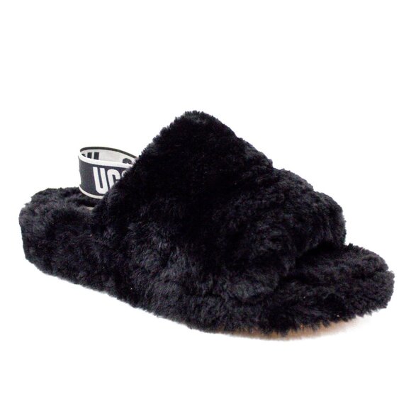 UGG Shoes - UGG OH FLUFFITA Platform Slide Black /UGG Logo Shearling Slipper Women's Size 10